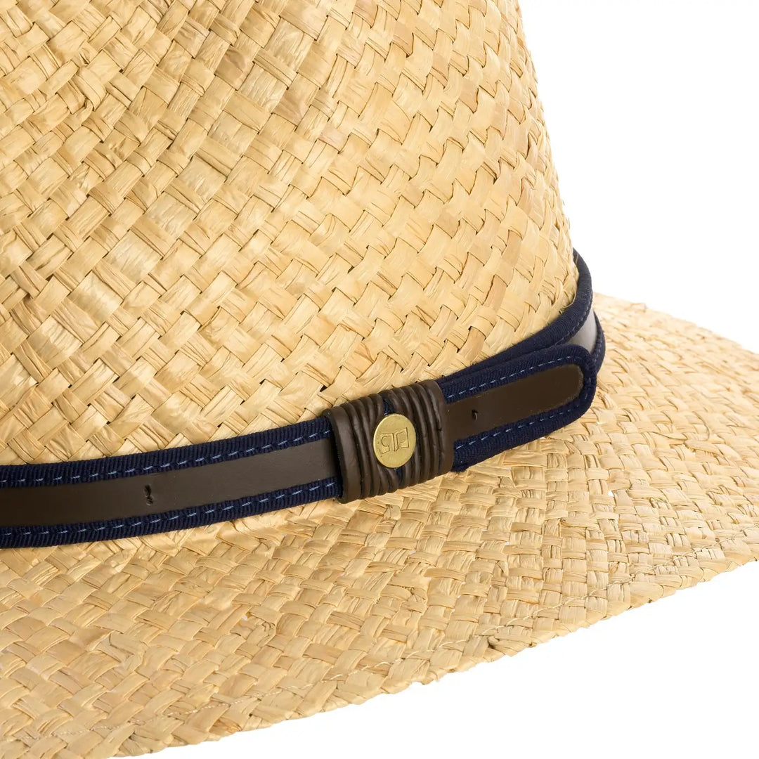 cappello da mare a tesa media in rafia da uomo foto con vista dettaglio ravvicinato color paglia primario nesti
