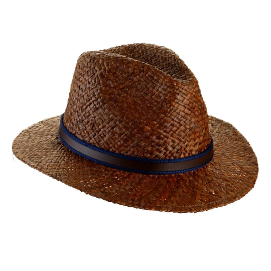 cappello da mare a tesa media in rafia da uomo foto con vista inclinata destra color marrone primario nesti
