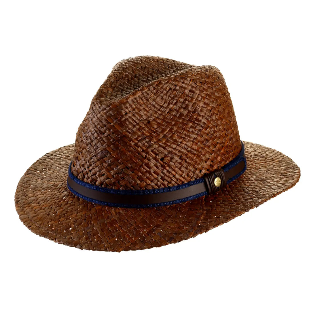 cappello da mare a tesa media in rafia da uomo foto con vista inclinata sinistra color marrone primario nesti