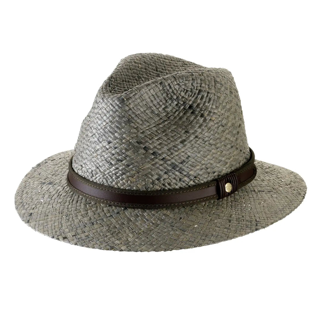 cappello da mare a tesa media in rafia da uomo foto con vista inclinata sinistra color verde primario nesti
