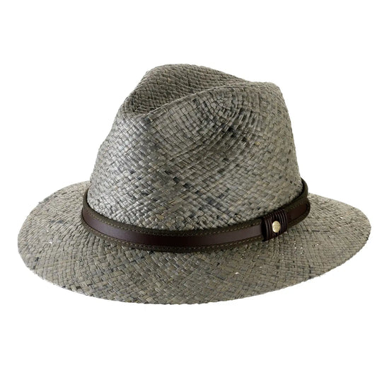 cappello da mare a tesa media in rafia da uomo foto con vista inclinata sinistra color verde primario nesti