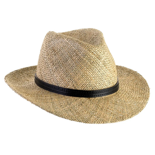 cappello fedora da sole in paglia da uomo foto con vista inclinata destra color paglia primario nesti