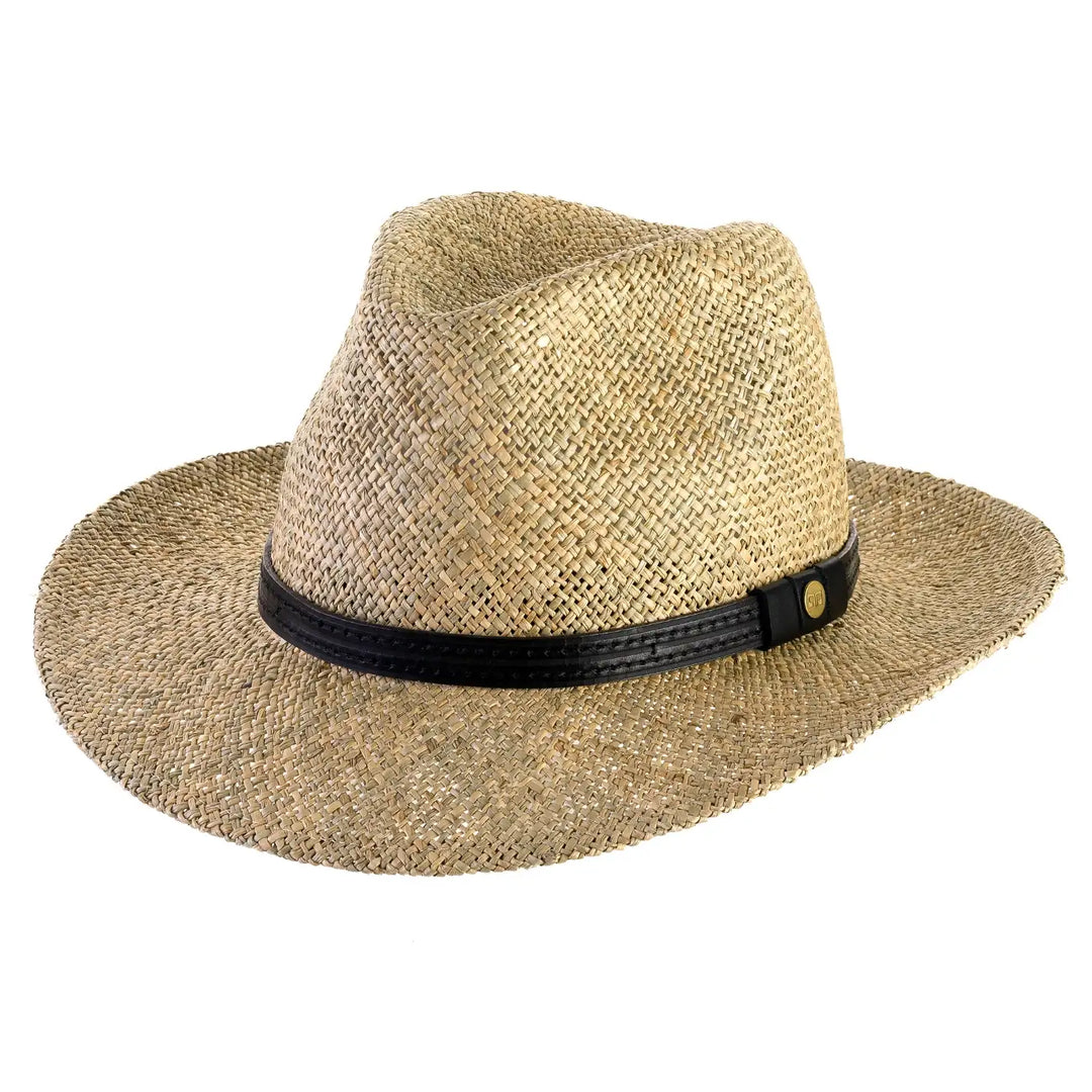 cappello fedora da sole in paglia da uomo foto con vista inclinata sinistra color paglia primario nesti