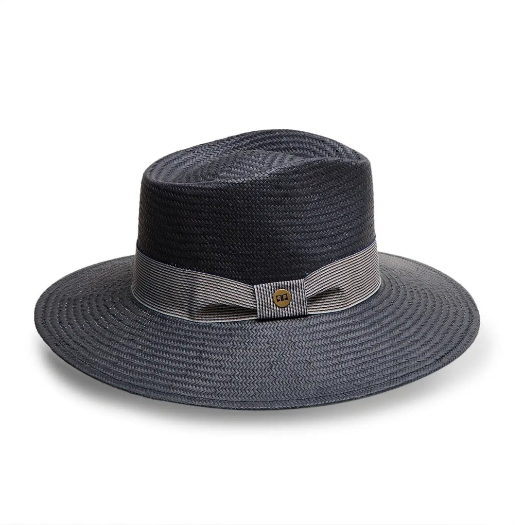 cappello fedora estivo a tesa larga da donna foto con vista laterale color blu primario nesti