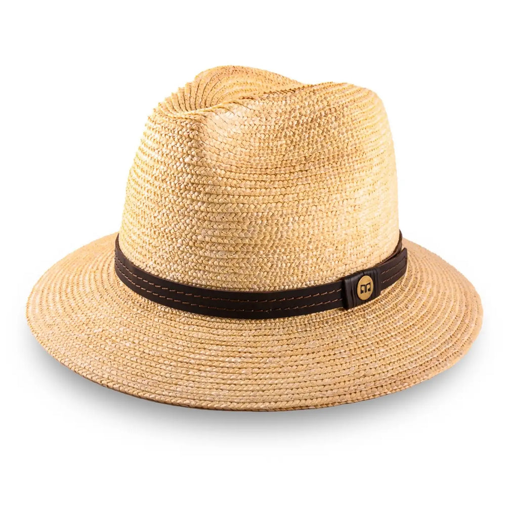 cappello tesa media in paglia di firenze da uomo foto con vista inclinata color treccia chiara primario nesti