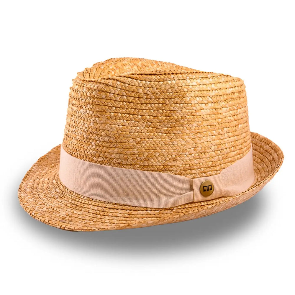 cappello trilby in paglia di firenze da uomo foto con vista inclinata color treccia scura primario nesti