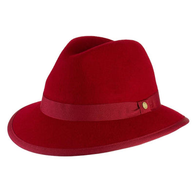 Cappello Indiana Classico color Rosso, in feltro di lana merinos da uomo, foto con vista inclinata - Primario Nesti