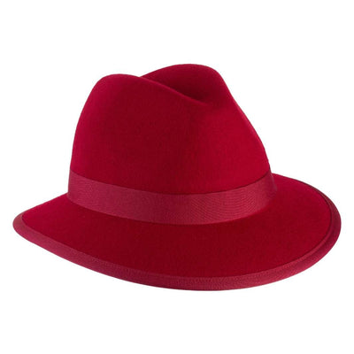 Cappello Indiana Classico color Rosso, in feltro di lana merinos da uomo, foto con orientamento laterale - Primario Nesti