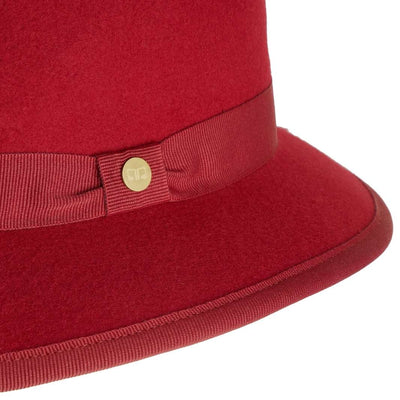 Cappello Indiana Classico color Rosso, in feltro di lana merinos da uomo, foto con vista dettaglio ravvicinato - Primario Nesti