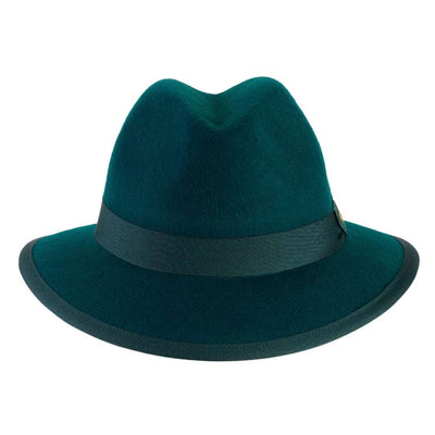 Cappello Indiana Classico color Verde Pavone, in feltro di lana merinos da uomo, foto con orientamento frontale - Primario Nesti