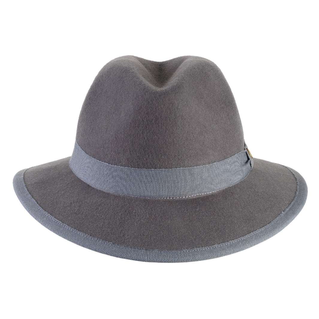 Cappello Indiana Classico color Piombo, in feltro di lana merinos da uomo, foto con orientamento frontale - Primario Nesti