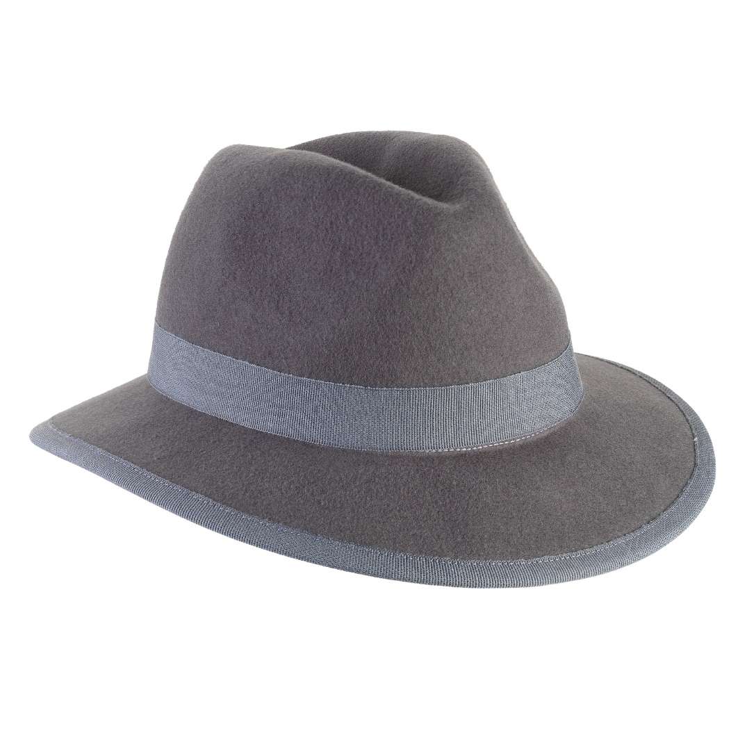 Cappello Indiana Classico color Piombo, in feltro di lana merinos da uomo, foto con orientamento laterale - Primario Nesti