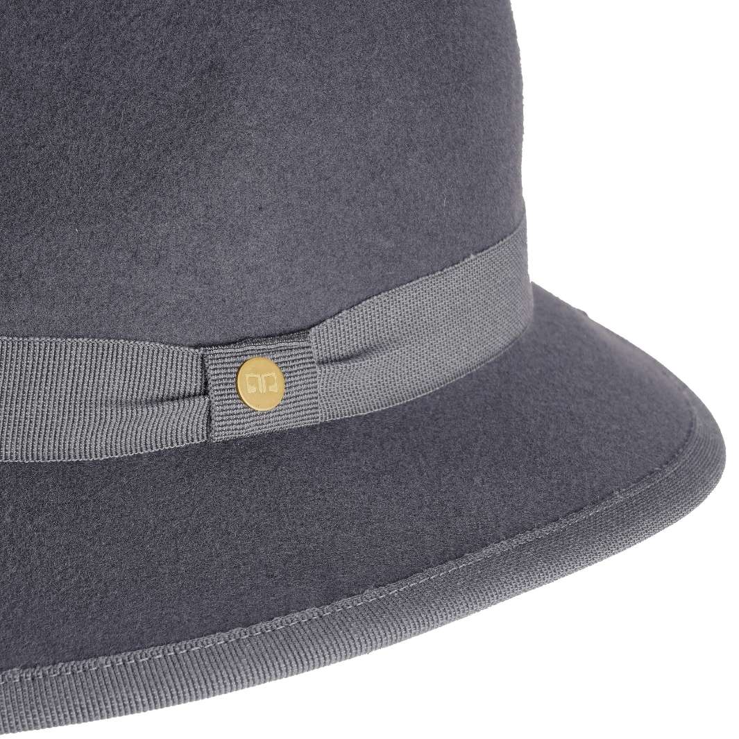Cappello Indiana Classico color Piombo, in feltro di lana merinos da uomo, foto con vista dettaglio ravvicinato - Primario Nesti