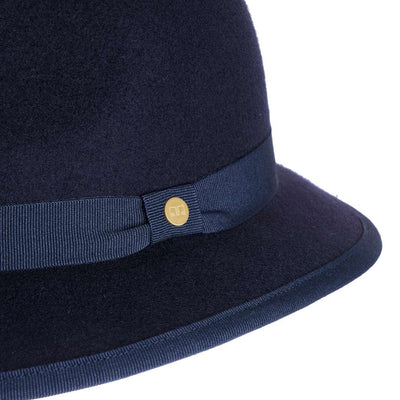 Cappello Indiana Classico color Blu Navy, in feltro di lana merinos da uomo, foto con vista dettaglio ravvicinato - Primario Nesti