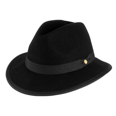 Cappello Indiana Classico color Nero, in feltro di lana merinos da uomo, foto con vista inclinata - Primario Nesti