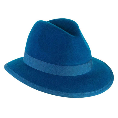 Cappello Indiana Classico color Blu Royale, in feltro di lana merinos da uomo, foto con orientamento laterale - Primario Nesti
