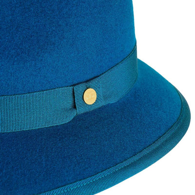 Cappello Indiana Classico color Blu Royale, in feltro di lana merinos da uomo, foto con vista dettaglio ravvicinato - Primario Nesti