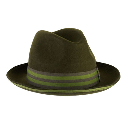 Cappello Trilby Jazz color Verde Oliva, in feltro di lana merinos da uomo, foto con orientamento laterale - Primario Nesti