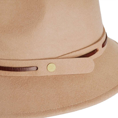 Cappello Fedora Jazz color Beige, in feltro di lana merinos da uomo, foto con vista dettaglio ravvicinato - Primario Nesti