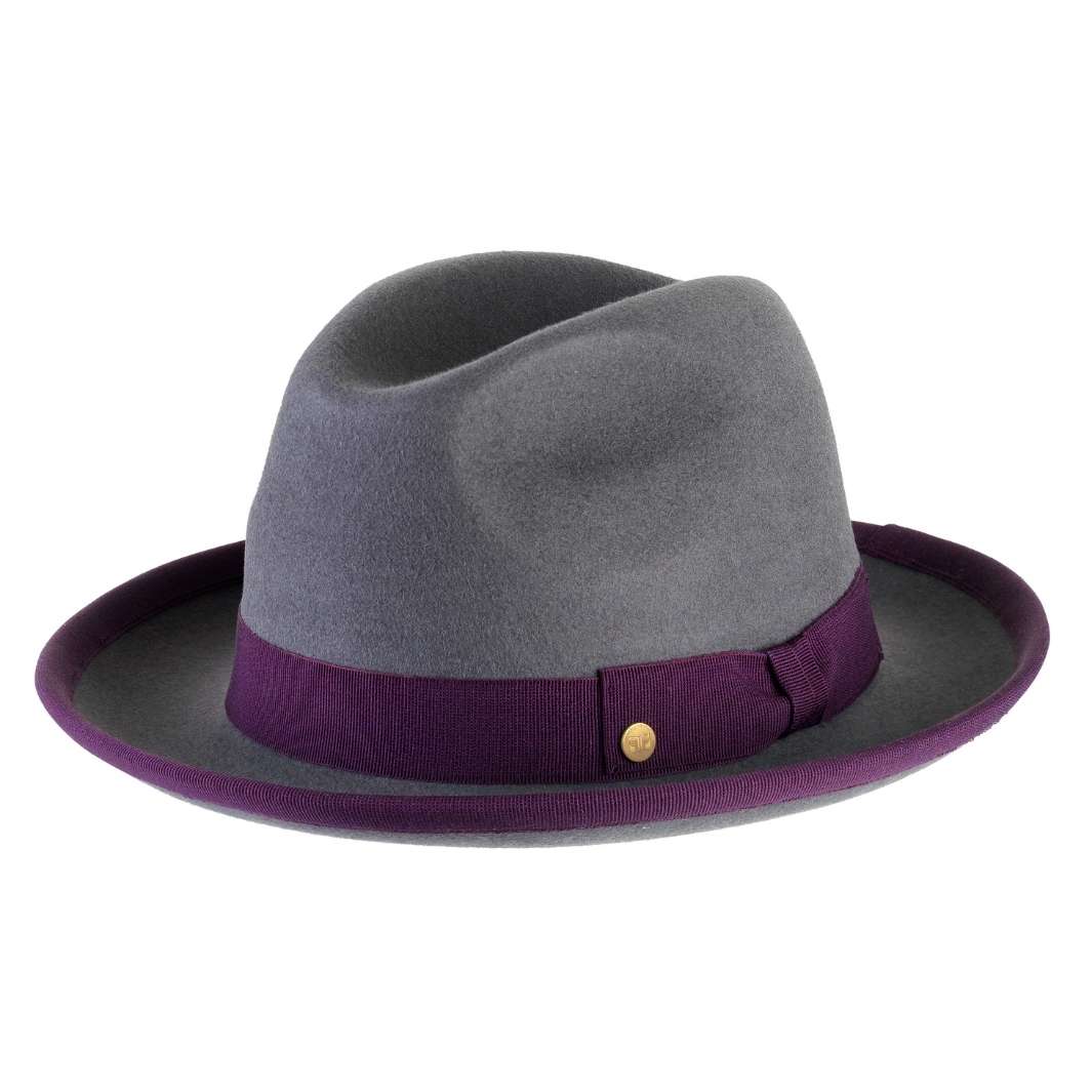 Cappello Trilby Lapin color Antracite, in feltro di lapin, foto con vista inclinata - Primario Nesti