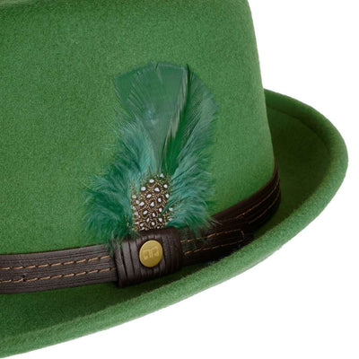 Cappello Trilby Classico color Verde Acido, in feltro di lana merinos da uomo, foto con vista dettaglio ravvicinato - Primario Nesti
