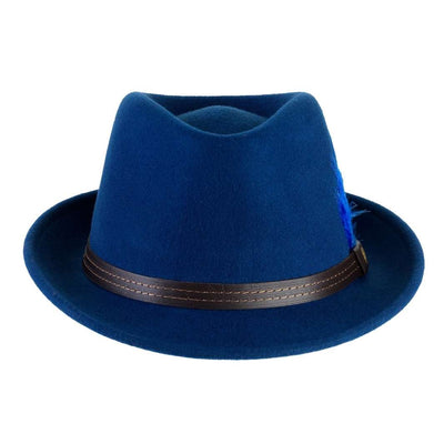Cappello Trilby Classico color Royal, in feltro di lana merinos da uomo, foto con orientamento frontale - Primario Nesti