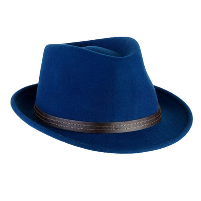 Cappello Trilby Classico color Royal, in feltro di lana merinos da uomo, foto con orientamento laterale - Primario Nesti