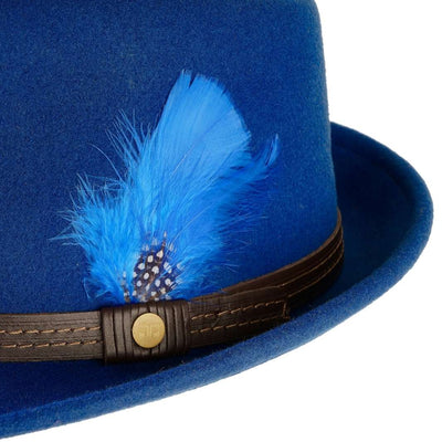Cappello Trilby Classico color Royal, in feltro di lana merinos da uomo, foto con vista dettaglio ravvicinato - Primario Nesti