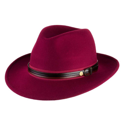 Cappello Fedora Classico color Ciliegia, in feltro antipioggia da uomo, foto con vista inclinata - Primario Nesti