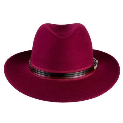 Cappello Fedora Classico color Ciliegia, in feltro antipioggia da uomo, foto con orientamento frontale - Primario Nesti