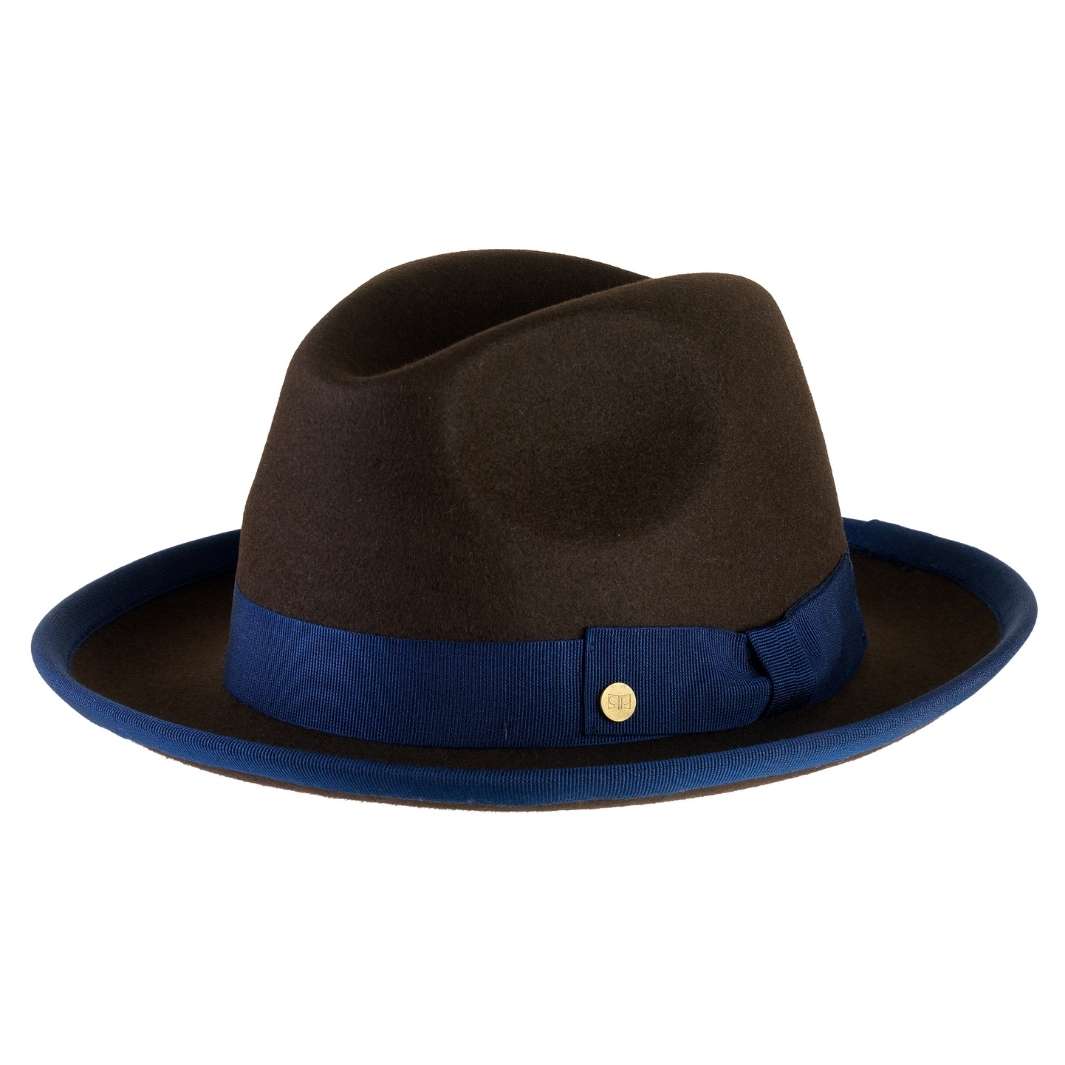 Cappello Trilby Lapin color Cioccolato, in feltro di lapin, foto con vista inclinata - Primario Nesti