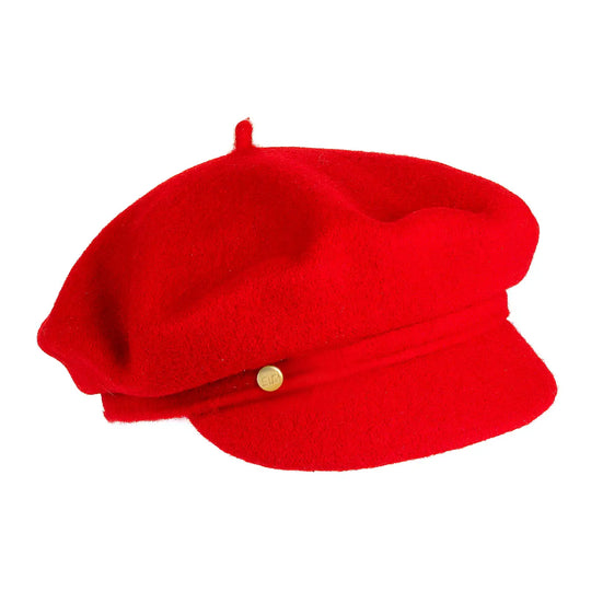 Beret with visor and French frills in wool