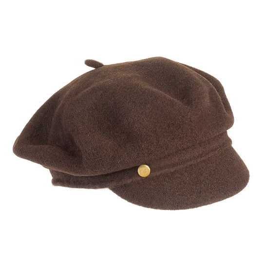 Beret with visor and French frills in wool