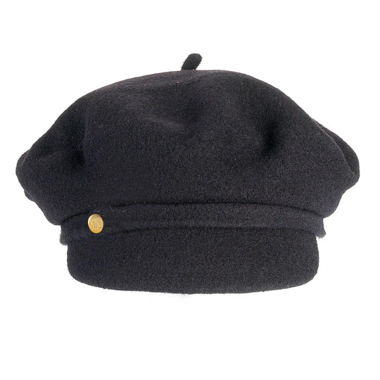 Beret with visor and French frills in wool