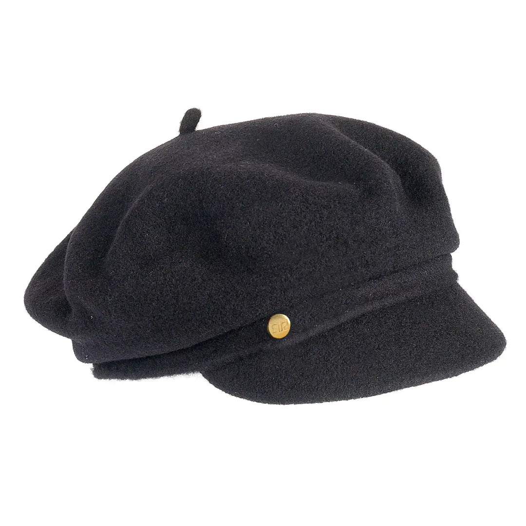 Beret with visor and French frills in wool