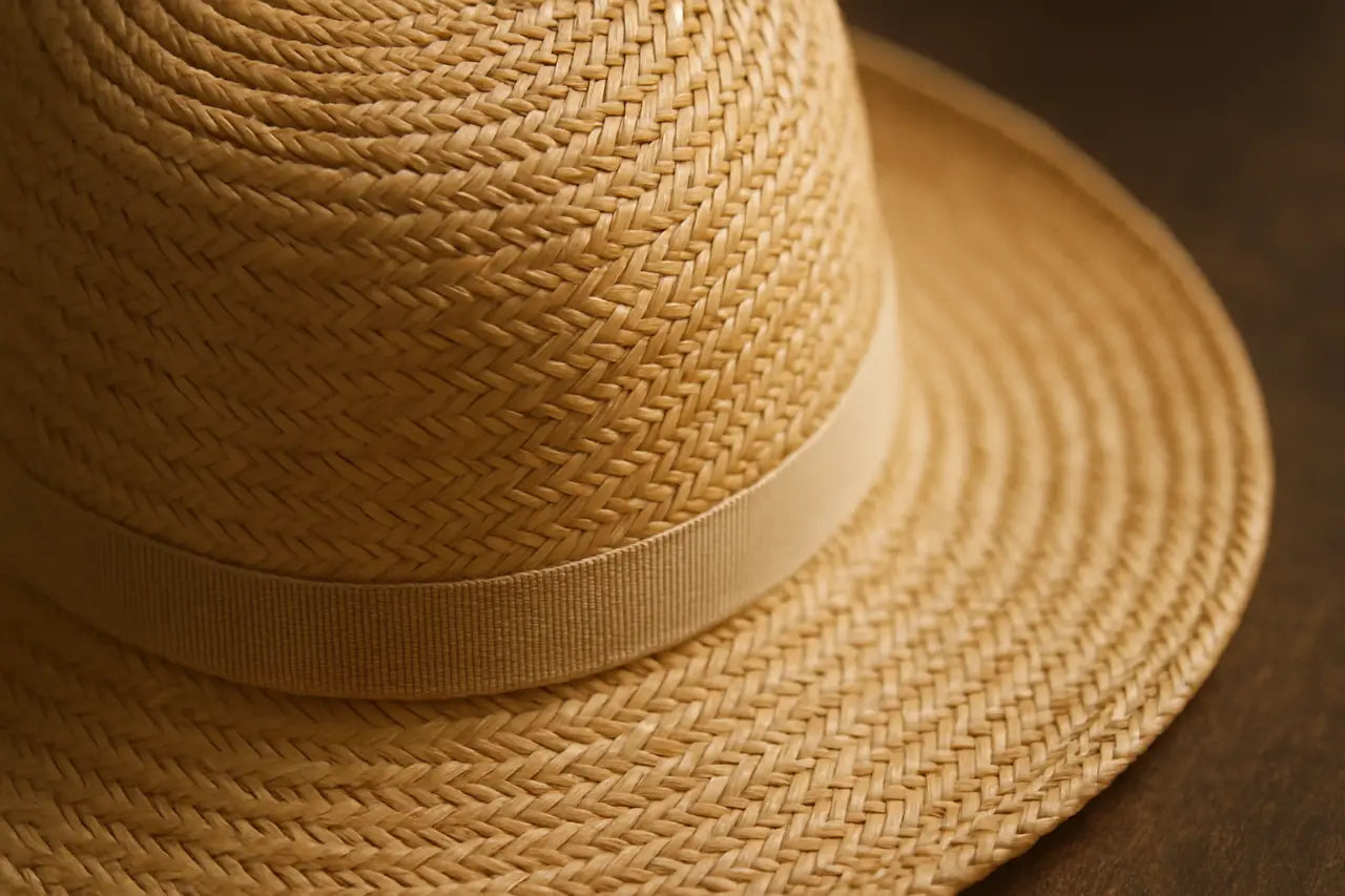 Dettagli qualità cappello paglia autentico lavorazione artigianale