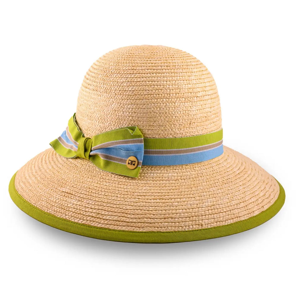 cappello a pamela in paglia di firenze da donna foto con vista inclinata color treccia chiara primario nesti