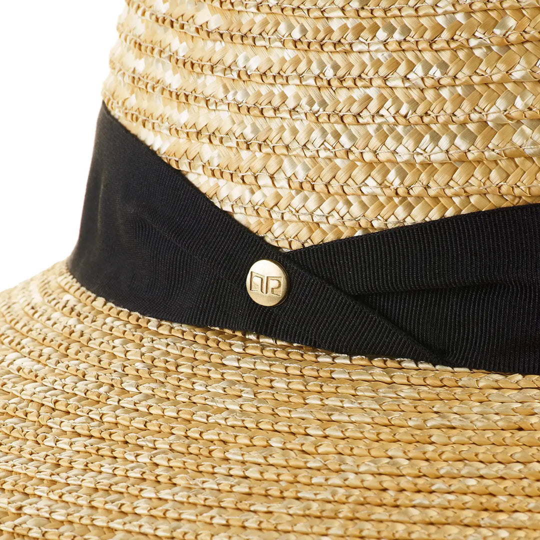 cappello audrey in paglia di firenze da donna foto con vista dettaglio ravvicinato color treccia chiara primario nesti