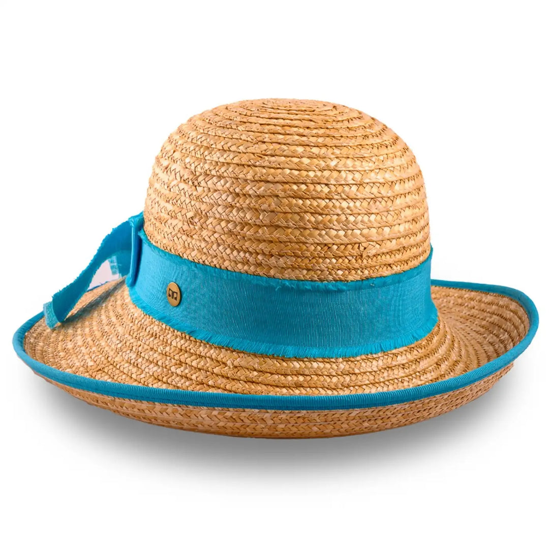 cappello con fiocco in paglia di firenze da donna foto con vista inclinata color treccia scura primario nesti
