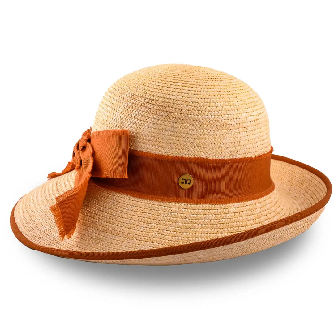 cappello con fiocco in paglia di firenze da donna foto con vista laterale color treccia chiara primario nesti