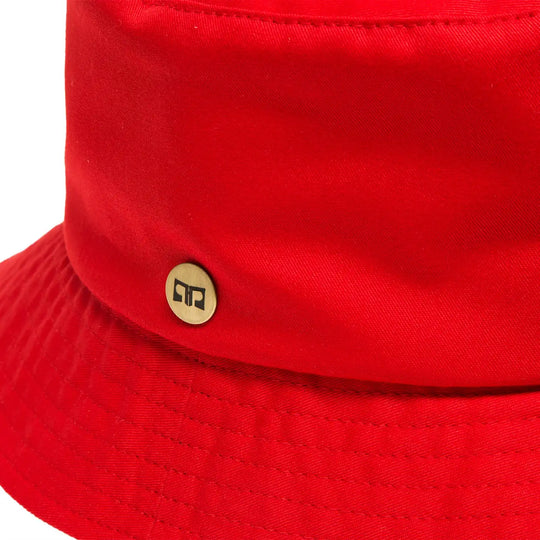 cappello da pescatore sartoriale estivo unisex foto con vista dettaglio ravvicinato color rosso primario nesti