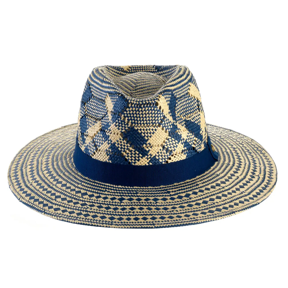 cappello da sole a tesa larga piatta da uomo foto con vista frontale color azzurro crema primario nesti