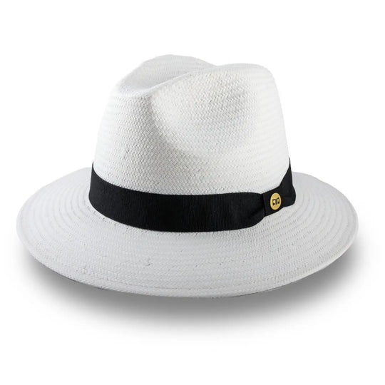 cappello da sole a tesa media estivo da uomo foto con vista inclinata color bianco primario nesti