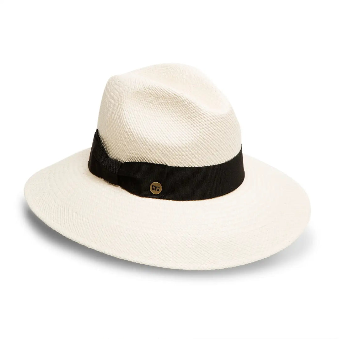 cappello di panama a tesa larga da sole unisex foto con vista inclinata color bianco primario nesti