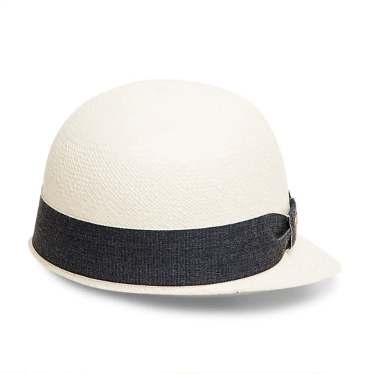 cappello di panama con visiera corta da donna foto con vista posteriore color bianco primario nesti