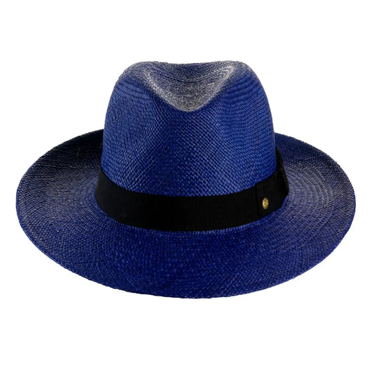 cappello di panama in stile fedora da uomo foto con vista frontale color blu royal primario nesti
