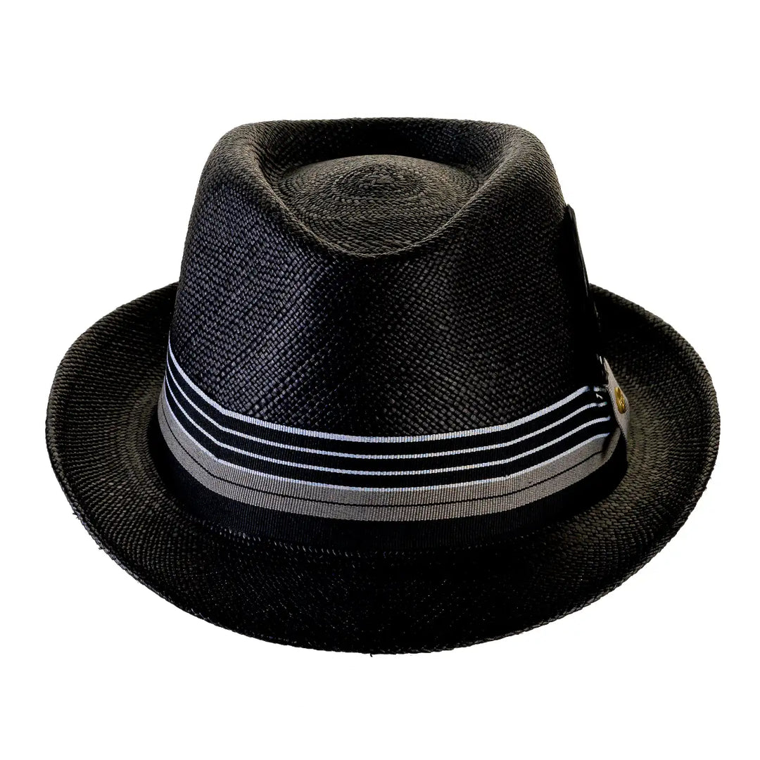 cappello di panama in stile trilby da uomo foto con vista frontale color nero primario nesti