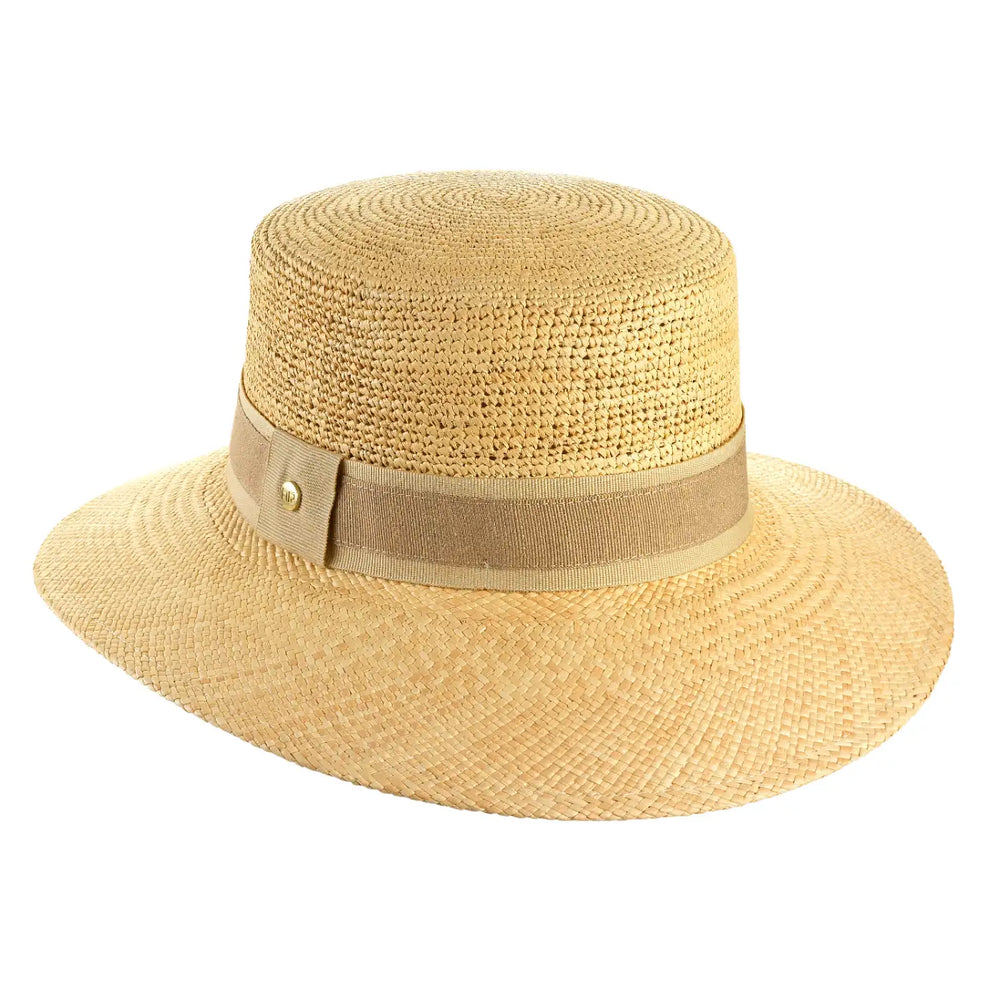 cappello di panama semicrochet da sole da donna foto con vista inclinata destra color naturale primario nesti
