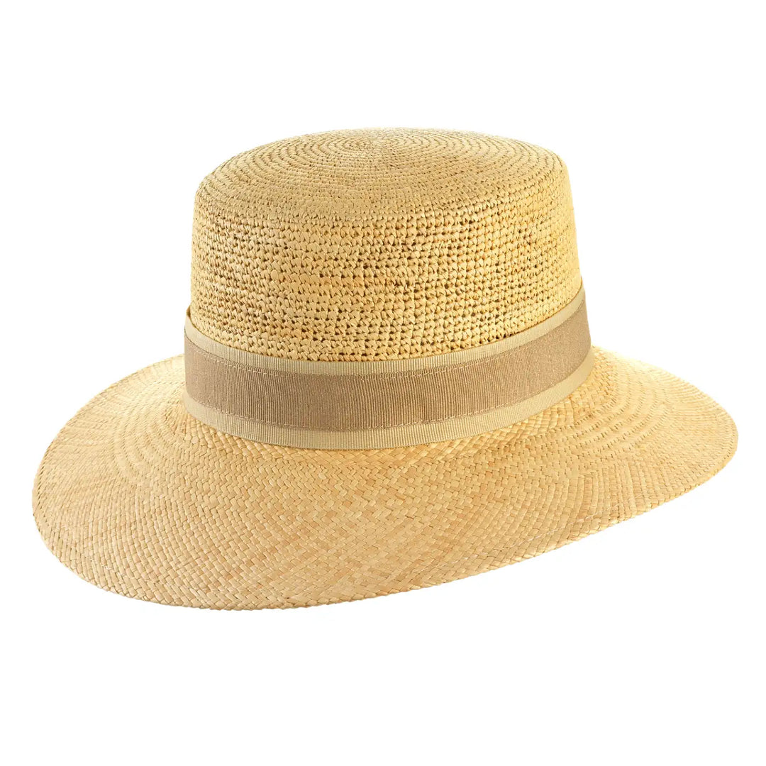 cappello di panama semicrochet da sole da donna foto con vista inclinata sinistra color naturale primario nesti