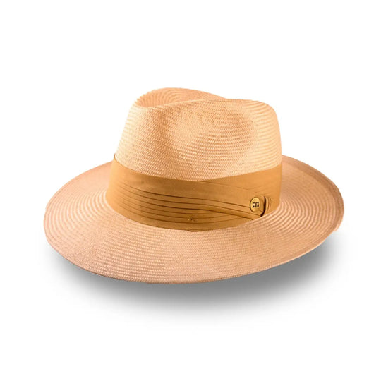 cappello fedora elegante in parasisol da uomo foto con vista inclinata color camel primario nesti